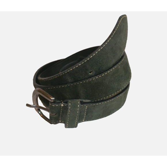 United Colors of Benetton 100% Leather/Suede Belt Size Med Black/Charcoal Gray - Picture 1 of 16
